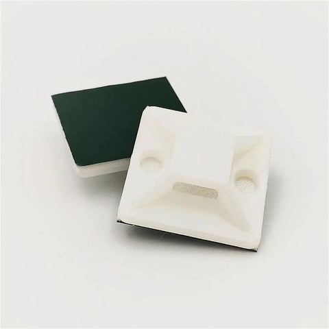 250 Pcs Peel And Stick Cable Tie Mount Bases For Heavy Duty Wire Wrangling showing two white plastic adhesive mounts, 40Mm size.