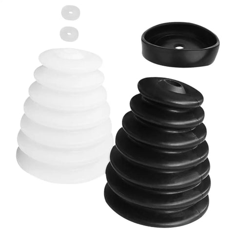 2 Pack Electric Drill Dust Collector With Spacious Debris Catching Bowl For Drywall And Masonry Ceiling Work, featuring black and white bowls.