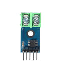 Front view of MAX6675 Thermocouple Module with K-Type Sensor for Arduino, SPI Interface, 0 to 1024 Celsius Range, 0.25 Celsius Resolution.