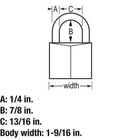 Diagram of the solid brass padlock with measurements for the Solid Brass Padlock With Key 4 Pack For Indoor Outdoor Use Built To Last Heavy Duty Lock Set For Backpacks Lockers Tackle Boxes And Briefcases Hardened Steel Shackle 4Pin Cylinder Dual Locking Lever