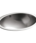 Bachata Stainless Steel 20 Inch Oval Lavatory Sink With Overflow Drop In Or Undermount Design Satin Finish Slick Curved Basin