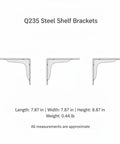 Diagram of Heavy Duty Triangular Wall Bracket for Floating Desks and Shelves in Black or White Finish Built with Q235 Steel.