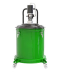 Premium 35 Liter Grease Transfer Pump With 13 Foot Hose And High Pressure Valve For 5 Gallon Drums, green aluminum housing.