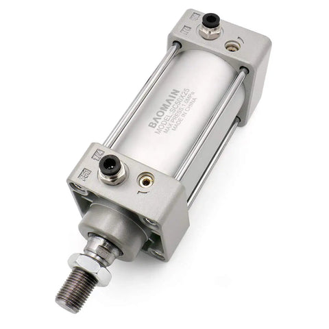 Heavy Duty Workhorse Pneumatic Air Cylinder With 50mm Bore And 25mm Stroke Double Acting Single Rod, M16x1.5 Threaded, Industrial Use