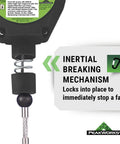Self Retracting Lifeline For Fall Protection With Webbing And Snap Hook 6 Foot Length Black And Green Heavy Duty Gear