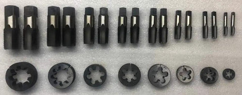 Cool BSPP Parallel Thread Tap And Die Set With 8 Sizes From One Eighth To One Inch Including All Sizes For Precise Internal And External Pipe Threads Made Tough For Serious DIY Jobs, hardened steel taps and dies set