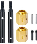 Level Up Your Rig With Heavy Duty Extended Wheel Hubs And Solid Steel Stub Axle Portal Drive Kit For Traxxas TRX4 Defender Bronco And K5 Bringing Extra Ground Clearance, black steel and gold hubs.