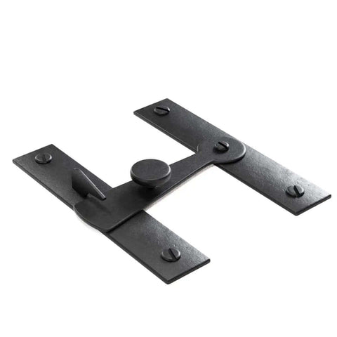 Two And A Half Inch Black Wrought Iron Barn Door Gate Latch With Mounting Hardware Heavy Duty H Shaped Flip Latch Rust Resistant