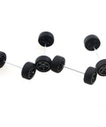 Eight Piece Toy Car Wheel Set With 10mm Rubber Tires And Metal Axles For Trucks, Bots, And DIY Builds, durable smooth rolling