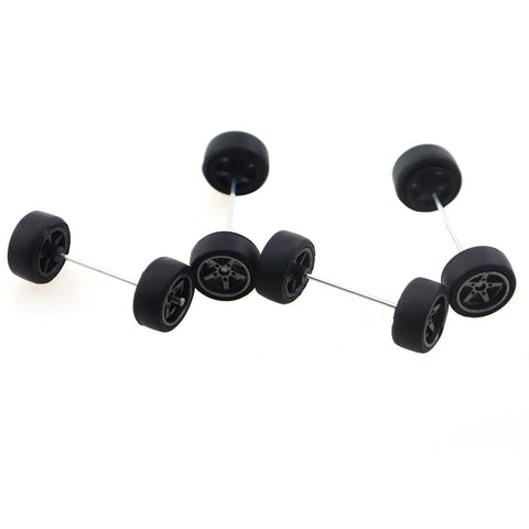 Eight Piece Toy Car Wheel Set With 10mm Rubber Tires And Metal Axles For Trucks, Bots, And DIY Builds, durable smooth rolling
