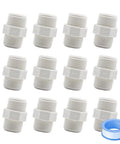 12 Pack 3/4 Inch PVC Pipe Fittings Hex Nipple G3/4 Male X G3/4 Male Coupling Adapters For Plumbing, with Teflon Tape