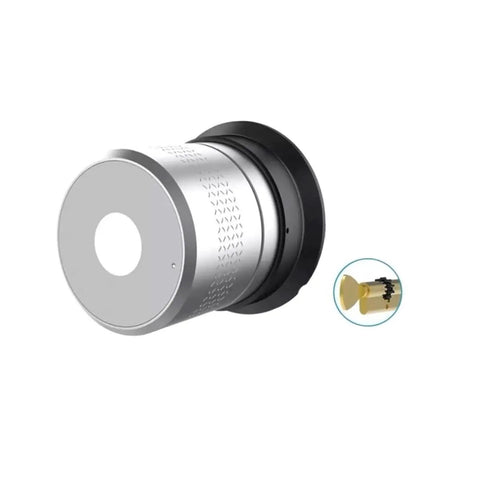 Fuss Free Fingerprint Smart Lock Door Knob Handle with sleek silver finish and biometric scanner design for easy installation.