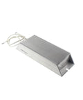 Aluminum-cased finned power resistor with two white leads, 200W