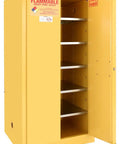 Heavy Duty Two Door Flammable Liquid Storage Cabinet For Paint And Solvents OSHA Certified Smart System Auto Close Safety Box 120 Gallon Yellow Finish with shelves