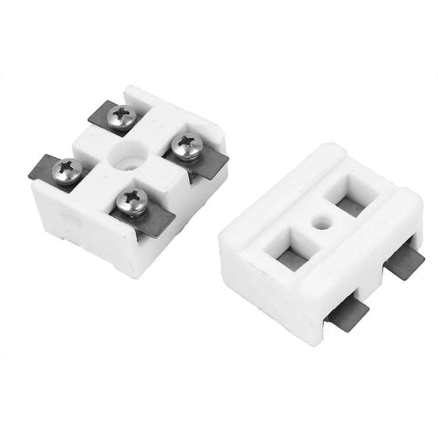 Ceramic 2-way terminal blocks; white porcelain, 30A, set of 2