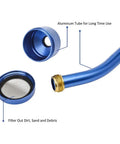 Blue Watering Wand Sprayer With Stainless Head 24 Inch Reach For Hanging Baskets And Garden Plants Ergonomic Curved Wand
