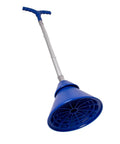 Portable Manual Clothes Washer Plunger with blue agitation head and aluminum shaft for easy laundry use.