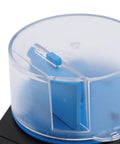 Top view of Heavy Duty Automatic Fish Feeder With Smart Electric Dual Compartments showing transparent and blue design for easy feeding.