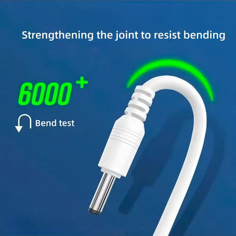 Close-up of Hydrogen Water Bottle Charger Cable USB To DC Replacement Cord For Pansonite Ayyufe Fossduk, bending test shown.