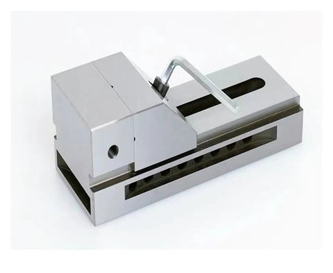 Pro Grade High Precision Quick Acting Milling Vise With Flat Jaws For Grinding And Milling Fixtures Adjustable Jaw Width From 2 In To 2.5 In Easy Clamp For Small To Large Parts Suitable For Hardware Stores, silver steel vise with flat jaws and quick-acting handle