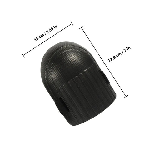 Heavy Duty Work Knee Pads For Men And Women With Tight Non Slip Grip Two Pairs In Sharp Blue And Black Delivering Sick Cushioning For Flooring Grind Construction Sites And Long Weekend Chores, showing a single black pad with measurements.