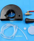 Angle Grinder Shield Kit With Water Guard For Wet Cutting, showing components including dustproof shroud and water inlet hose