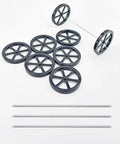 8 Pack RC Car Wheels 44mm Plastic Wheels With 2mm Shafts for RC Cars Trucks Robots DIY Builds Black 8 Pieces With 4 Shafts Included