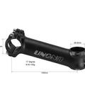 17 Degree Aluminum Bike Stem 31.8mm Clamp, 130mm Length, Lightweight 150g MTB Stem For Mountain Road BMX Cycling shown in black