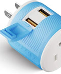 Must Have Travel Type A Plug Adapter For USA Inputs That Works In Japan And Philippines Dual USB Ports blue compact design