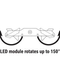 Diagram showing rotation of Low Profile LED High Bay Light 23000 Lumens 5000K Dimmable 166 Watt Equivalent Two Rotatable Light Engines