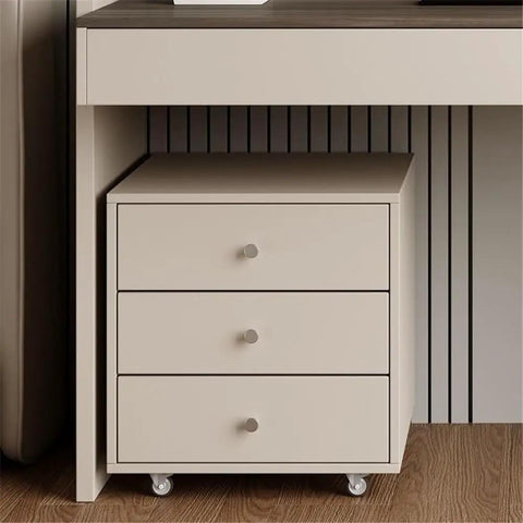 Large Modern Office Desk With Two Storage Drawers And Rolling Side Cabinet Solid Wood Study Table Hella Spacious Design For Home Office Bedrooms Killer Workspace Built To Last, side cabinet with three drawers on wheels.