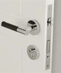 Lychee Skin Brass Black Door Lock Set With Dummy Handle Modern Interior Hardware on white door