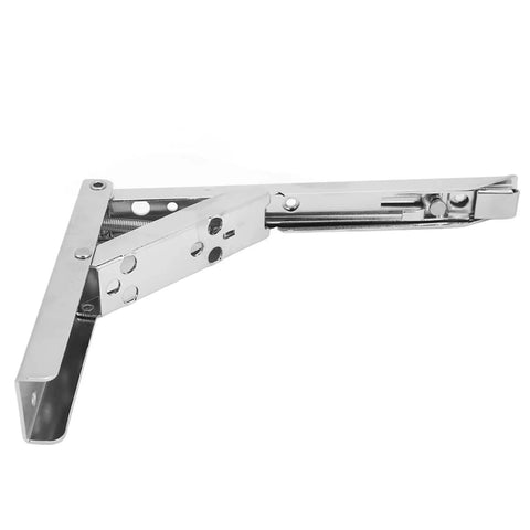Heavy Duty Folding Shelf Brackets Set For Small Spaces, 8 Inch Cold Rolled Steel, Collapsible Support, durable brush finish