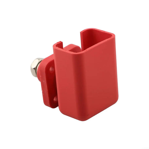 Tough As Nails 200 Amp Lithium Terminal Connector With Threaded Wiring And High Voltage Power Adapter For EV Battery Packs Red, close-up view.