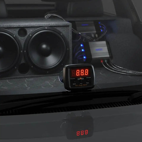Compact Bass Meter for Car Audio and Home Theater, Ultra Precise SPL Meter with Plug and Play Readings, Calibrated for Accuracy from 20 Hz to 120 Hz and 120 dB to 165 dB, Easy to Use, Instant Sound Pressure and Voltage Measurements on car dash