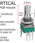 60 Pcs 9mm Onboard PCB Potentiometer Assortment Kit with 10 values shown, vertical leg terminals, 15mm axis, close-up