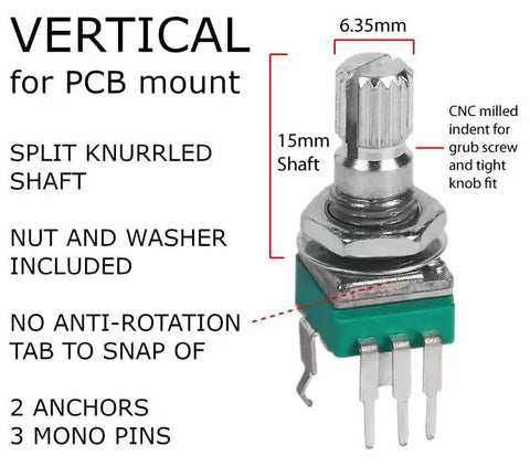 60 Pcs 9mm Onboard PCB Potentiometer Assortment Kit with 10 values shown, vertical leg terminals, 15mm axis, close-up
