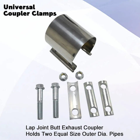2.25 Inch Exhaust Clamp Stainless Steel Lap Joint Band Clamp Sleeve For 2.25 Inch OD Pipes ID 2.25 Inch Butt Joint