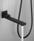 Shower System 16 Inch Square Bathroom Rain Mixer Shower Combo Set wall-mounted matte black faucet with water flow.