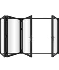 Premium Aluminum Bifold Door 120X96 Black With Four Low E Tempered Glass Panels Space Saving Accordion Entryway partially open