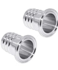 Two stainless steel tri-clamp to 1-1/2 in hose barb adapters (304 SS), homebrew fittings