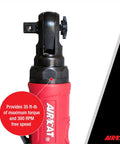 Palm Size Pneumatic Mini Ratchet With Three Eighths Inch Drive 300 RPM 35 Ft Lbs Max Torque Ergonomic Air Ratchet