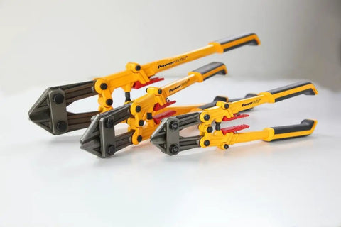24 Inch Bolt Cutter With Folding Handles, compact portable design, CR-MO steel heads, displayed open on white background.