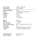 Top Tier Air Cooled High Speed Engraving Spindle Motor specifications chart with details on speed, power, and materials.