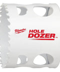 Milwaukee Hole Dozer 2-1/4-inch ice-hardened hole saw, white body, side view