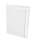 10 X 14 Inch White Steel Drywall Access Panel With Slick 145 Degree Swing Door hidden wire cover, opened view for utility access.
