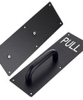 Two Sets 12 Inch Stainless Steel Door Handles For Wall Mounted Push Pull Plates With Screws, Rust Resistant And Durable Black Finish