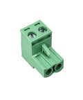 2 Pin 5.08mm Angle PCB Screw Terminal Block Quick Release For Easy Wire Landing Snap Together Design With Durable PA66 Housing, green