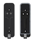 Black Doorbell Back Plate Replacement For Video Doorbell Mounting Systems Kit with hardware, showing front and rear views