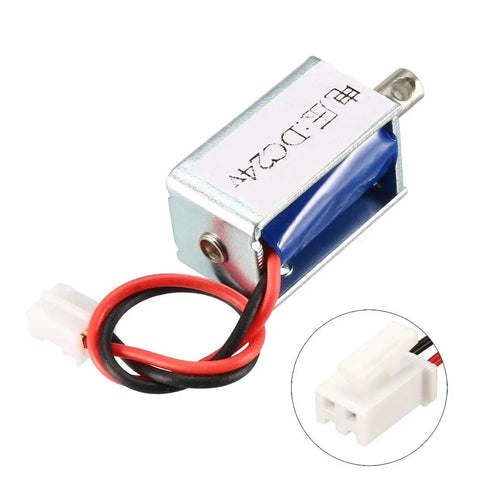 Heavy Duty DC 24V Pull Type Electromagnet Open Frame Actuator For Code Lock Door Lock, Linear Motion Magnetic Lock Module, Easy Install, 11.52W Power, Plug And Play Ready, Great For Home Appliances And Vending Machines, 24V wired open-frame solenoid with connector